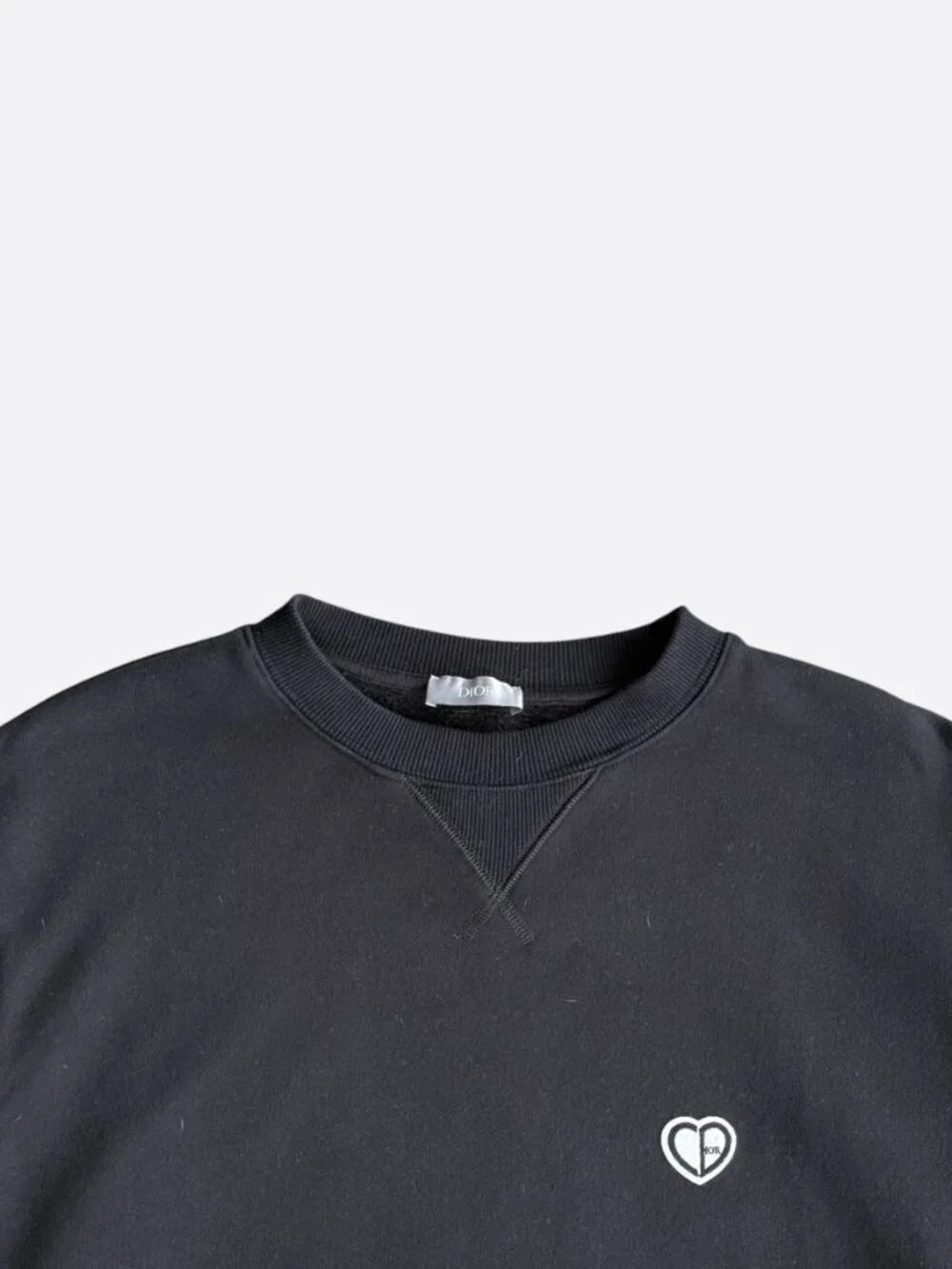 Dior Black & White Heart CD Embroidered Logo Sweater